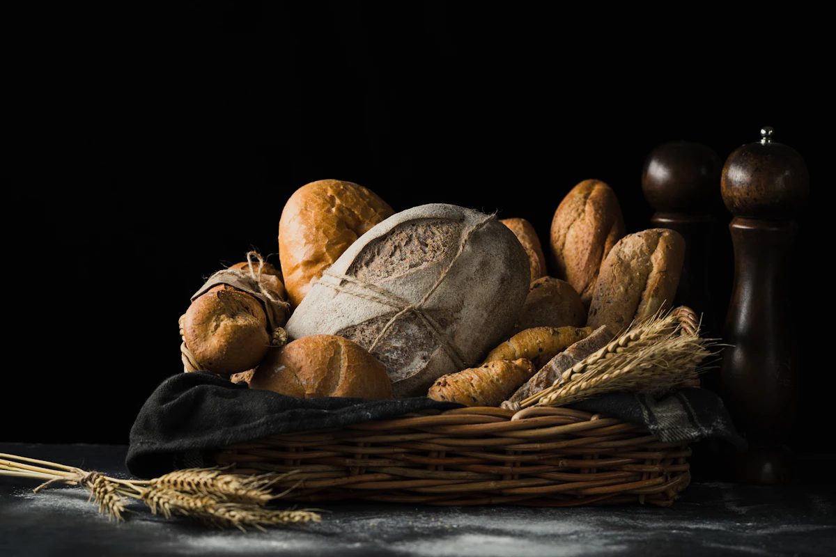 Fresh-baked artisan bread loaves